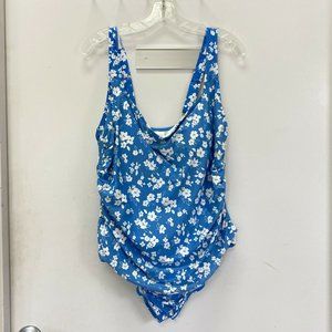 Anne Cole Swimsuit Blue White Floral Adjustable Strap Padded Chest 20W W…